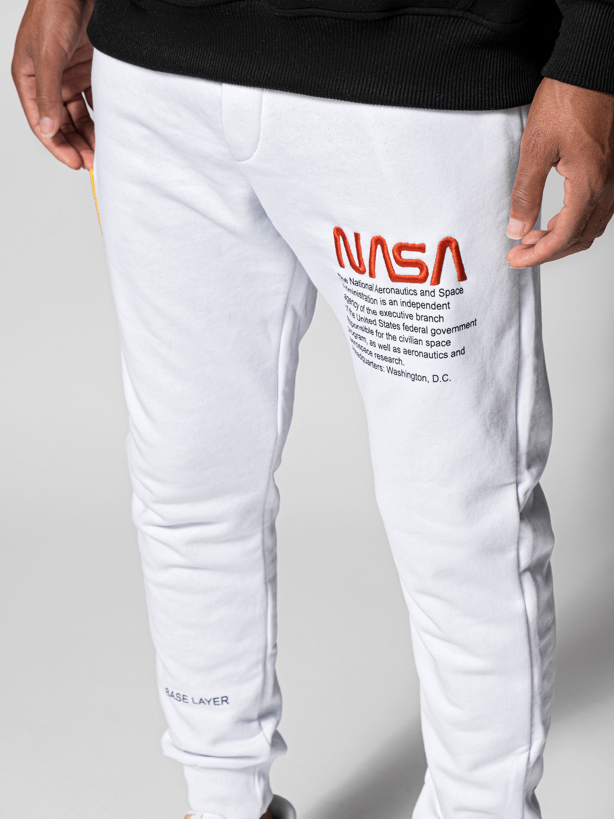 White NASA Sweatpants Men s Streetwear Track Pants Monocloth Monocloth