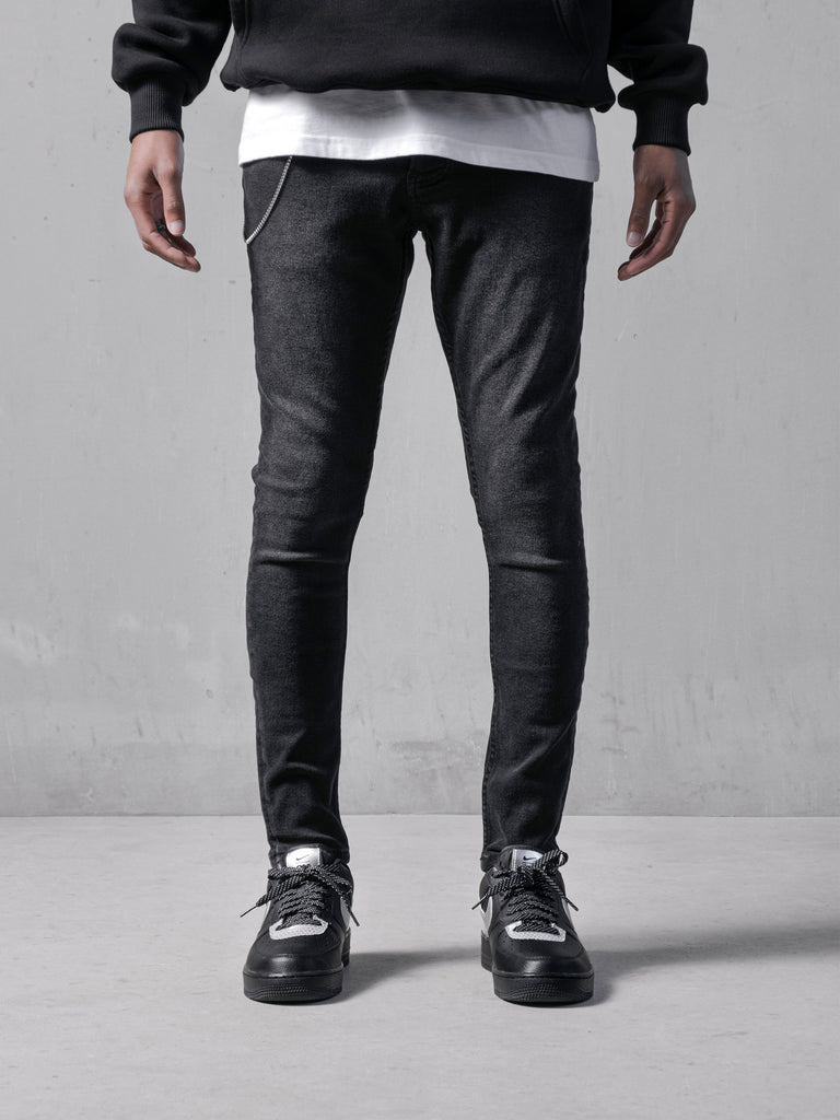 Cheap and High-Qualtiy Basic Black Skinny Men's  Streetwear Jeans 