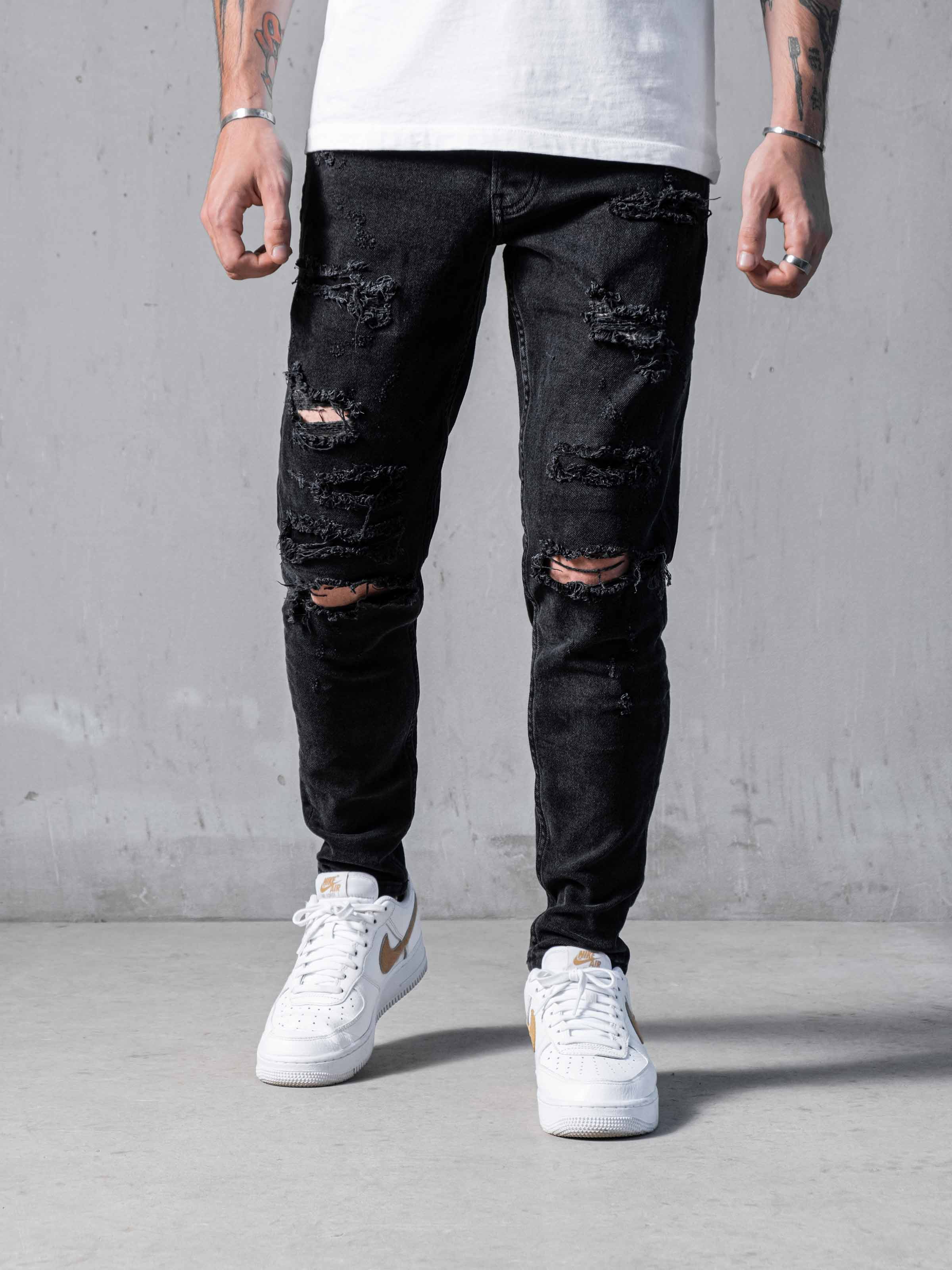 Random Black Jeans, Men's Streetwear Denim