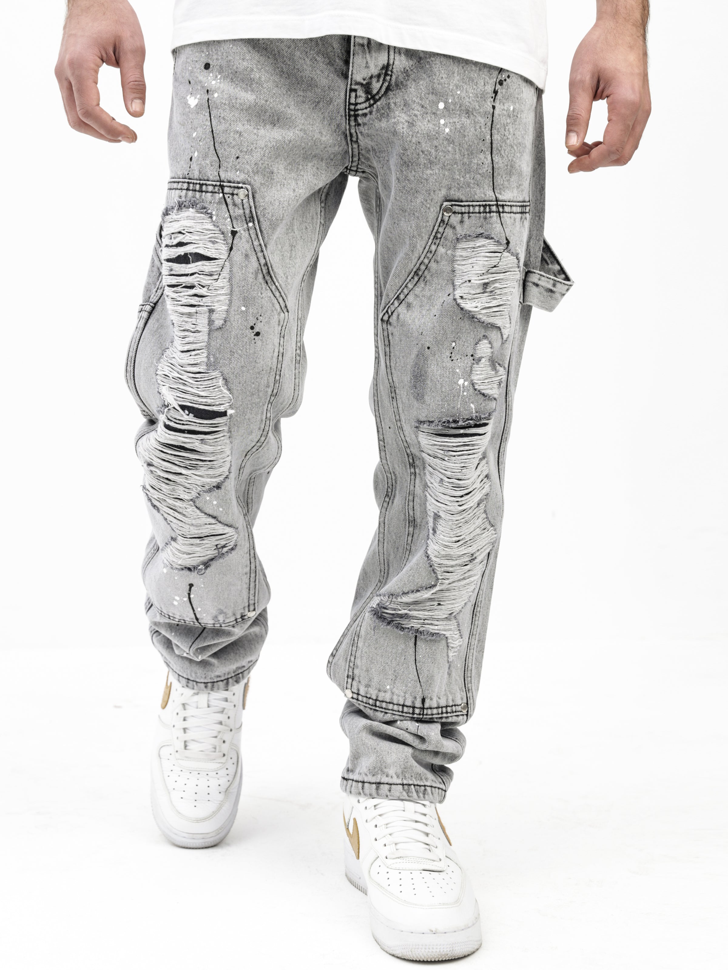 Distressed Grey Jeans – Monocloth
